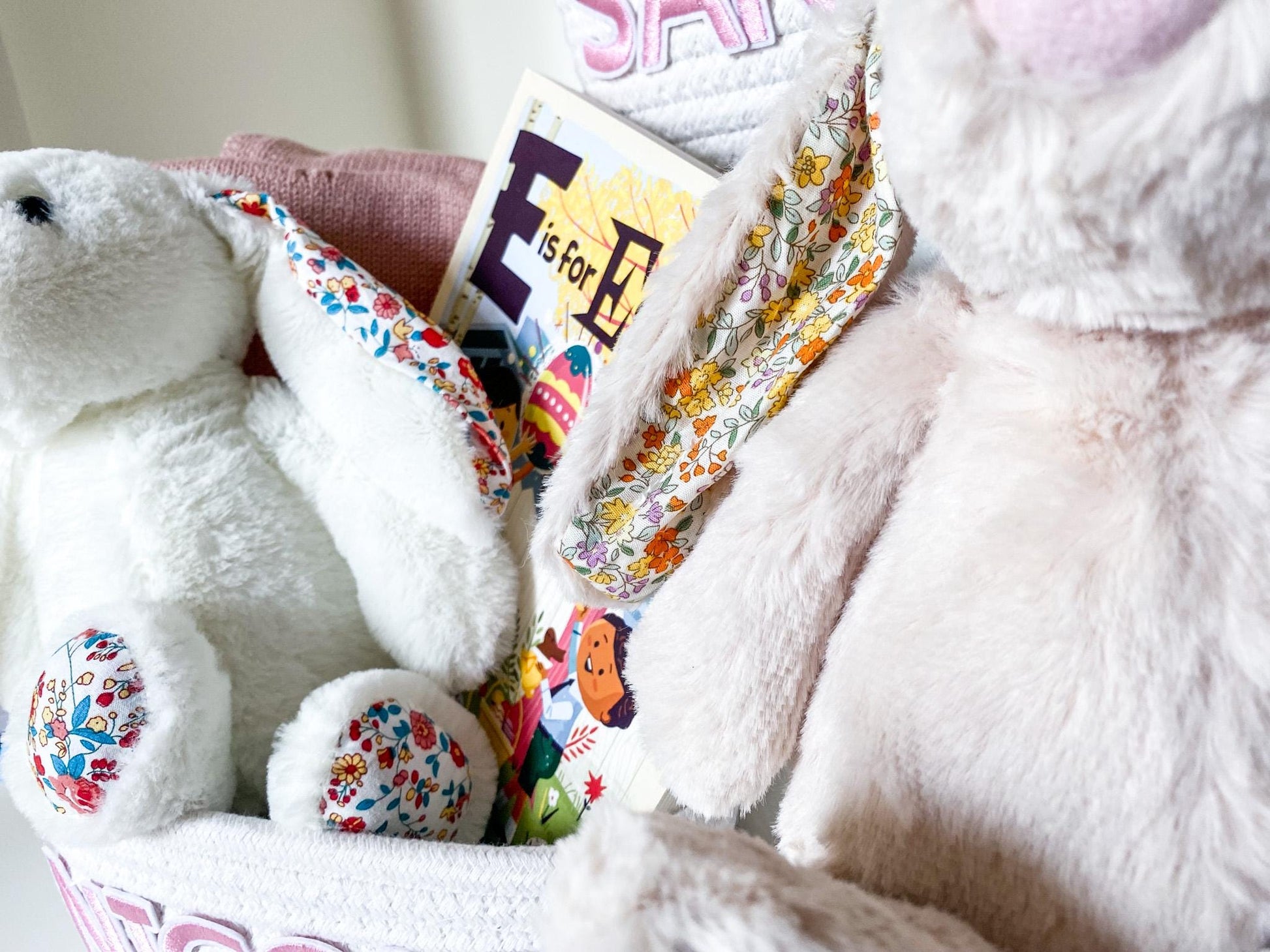 Personalized Baby's First Easter Basket: Bunny, Blanket & Book