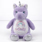 Personalized Embroidered Unicorn Plush – Cream or Lavender Rainbow Keepsake