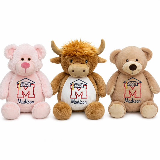 Personalized Graduation Stuffed Animal, Custom Name Plush Toy, Keepsake Gift