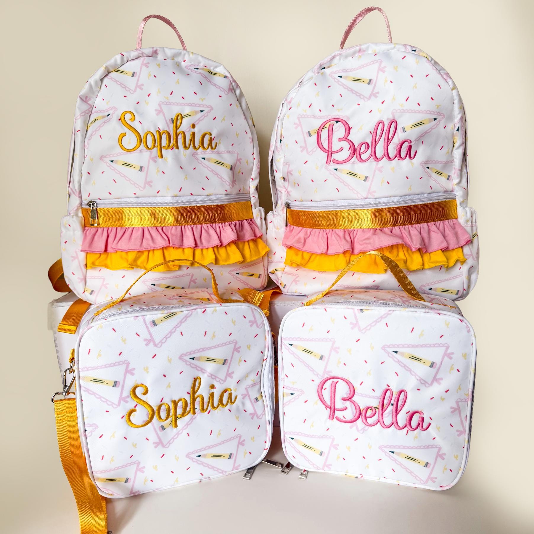Personalized Kids Backpack & Lunchbox Set, Custom Name School Bag, Pendant Flag Print Backpack, Back to School Set