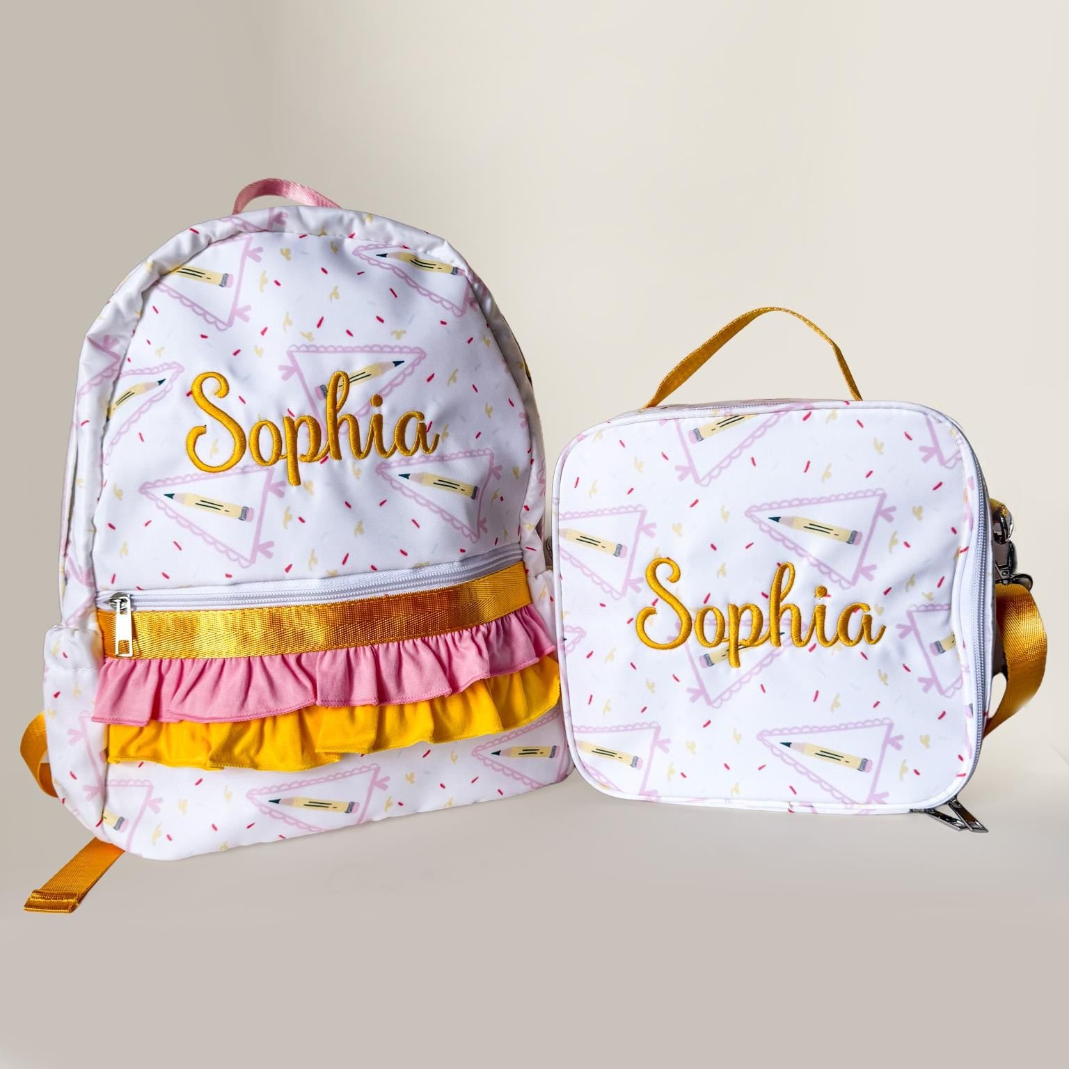 Personalized Kids Backpack & Lunchbox Set, Custom Name School Bag, Pendant Flag Print Backpack, Back to School Set