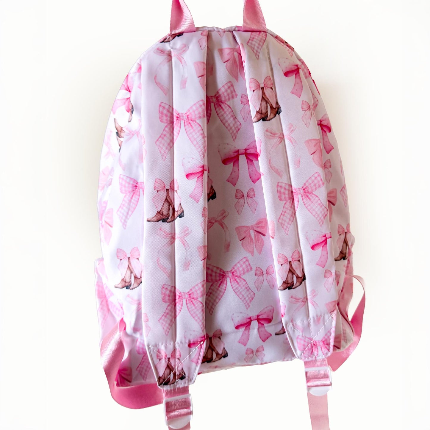Personalized Pink Bow Backpack, Girls Backpack, Cowgirl Backpack, Toddler Backpack, Preschool Backpack, Pink Gingham Ruffle Backpack __etsy:8149610799