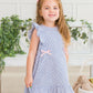 Pinafore Perfection: Blue Seersucker Bow Accent Dress - Savannah Creations