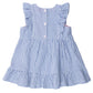 Pinafore Perfection: Blue Seersucker Bow Accent Dress - Savannah Creations