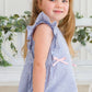 Pinafore Perfection: Blue Seersucker Bow Accent Dress - Savannah Creations
