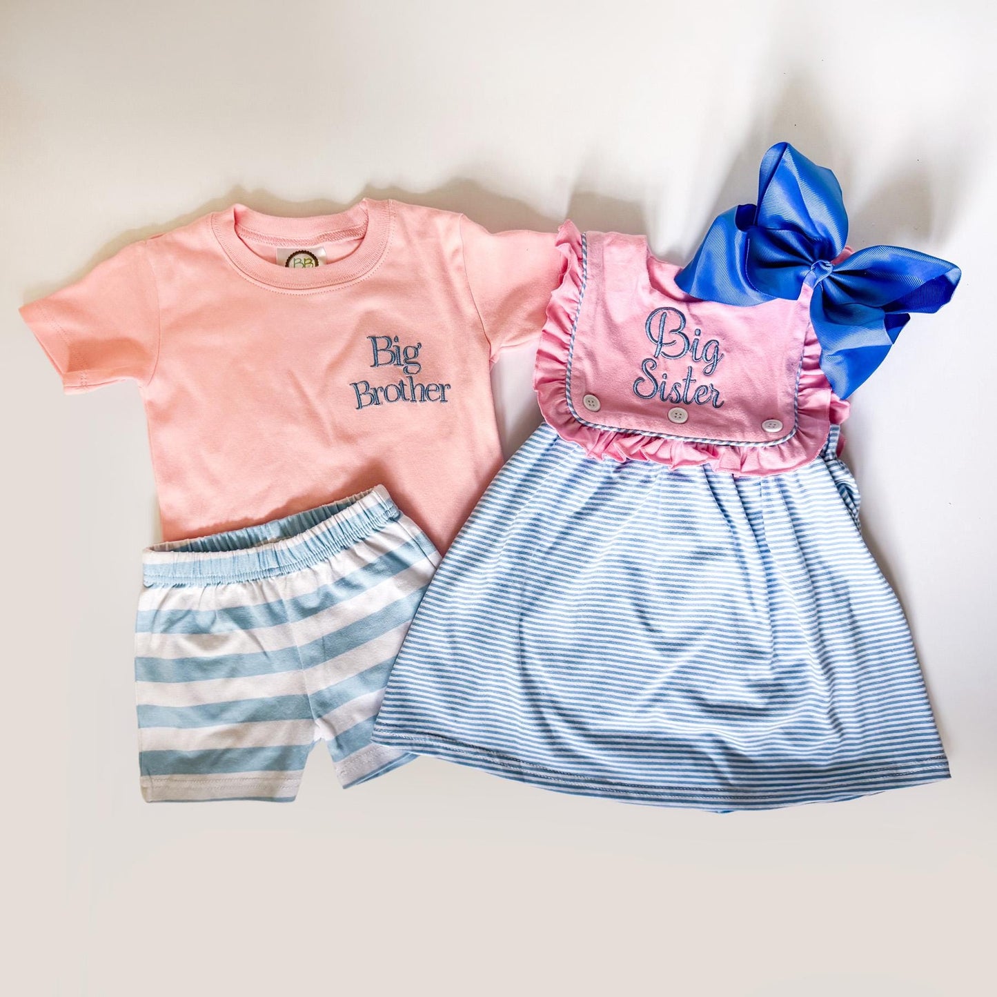 Big Brother Sister Matching Outfit Set, Embroidered Announcement Clothes