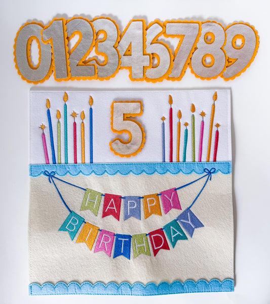 Reusable Birthday Placemat with Interchangeable Felt Numbers - Savannah Creations