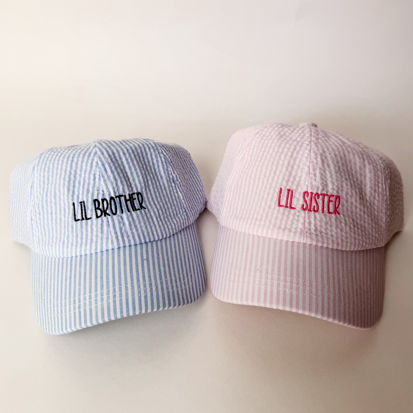 Sibling Matching Embroidered Hats - Big Sis, Little Sis, Big Bro, Little Bro - Savannah Creations