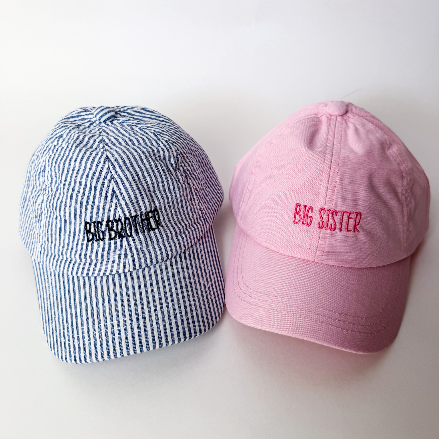 Sibling Matching Embroidered Hats - Big Sis, Little Sis, Big Bro, Little Bro - Savannah Creations