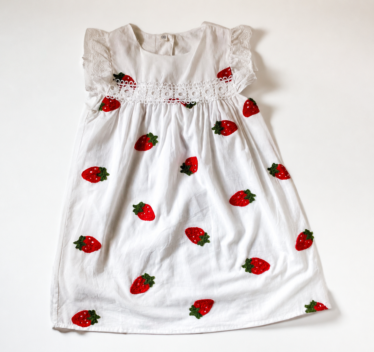 Strawberry Crochet Detail Summer Dress for Girls - Savannah Creations