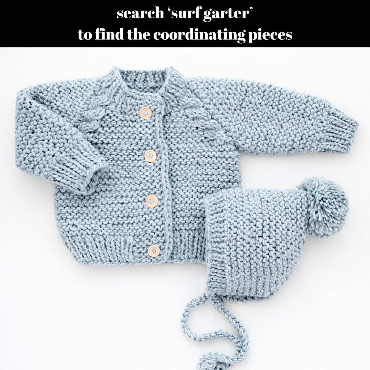 Surf Blue Garter Stitch Knit Blanket - Savannah Creations