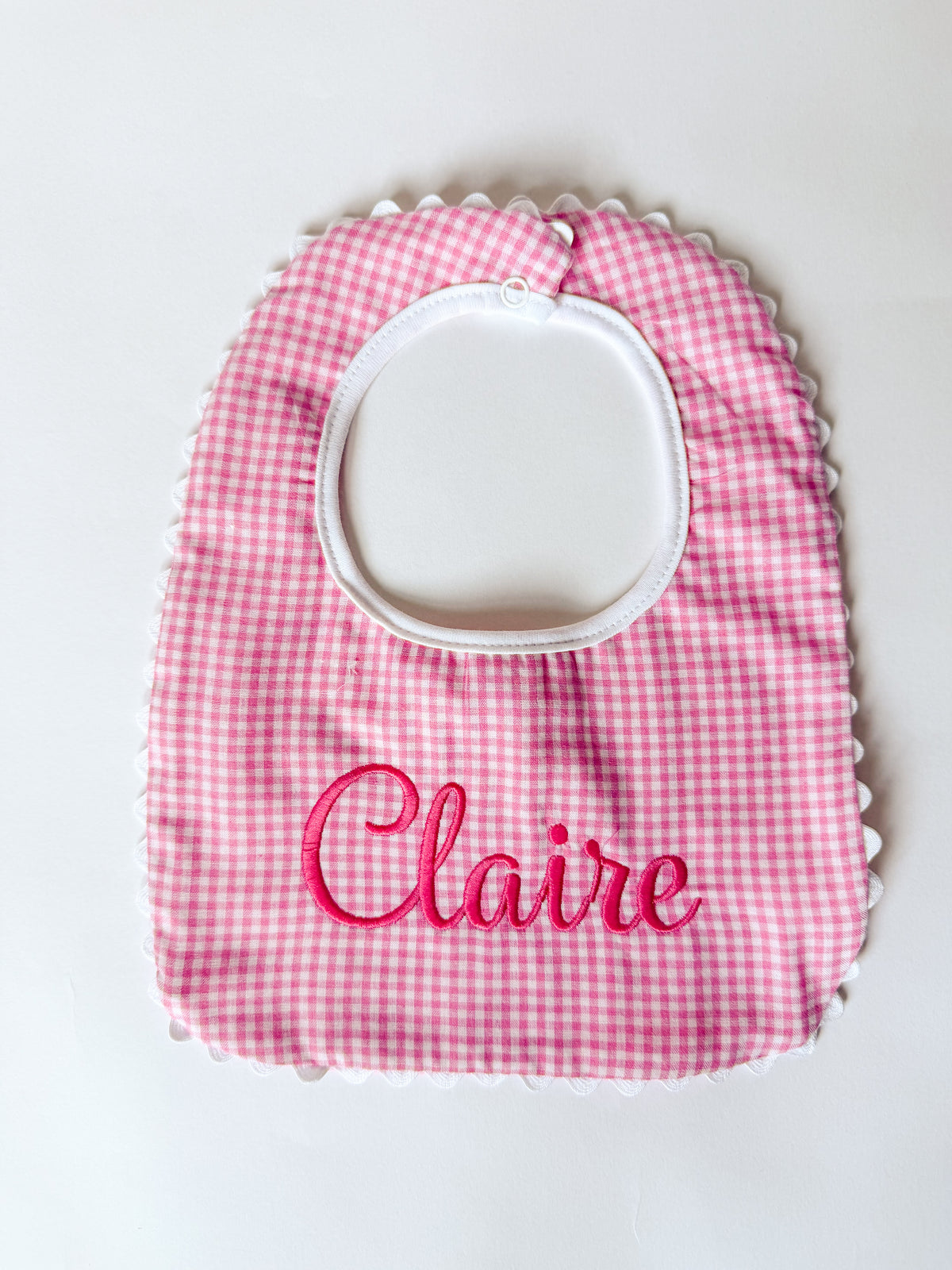 Sweet Little Checks | Girls’ Personalized Pima Cotton Bib & Burp Cloth - Savannah Creations