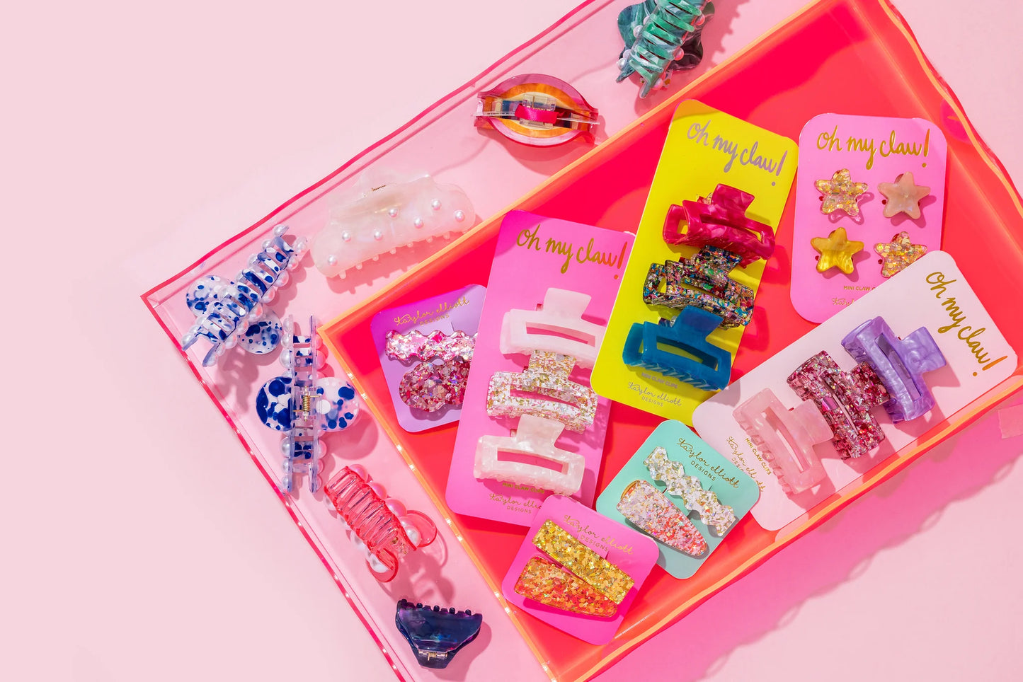 Pink Confetti Claw Clip Trio