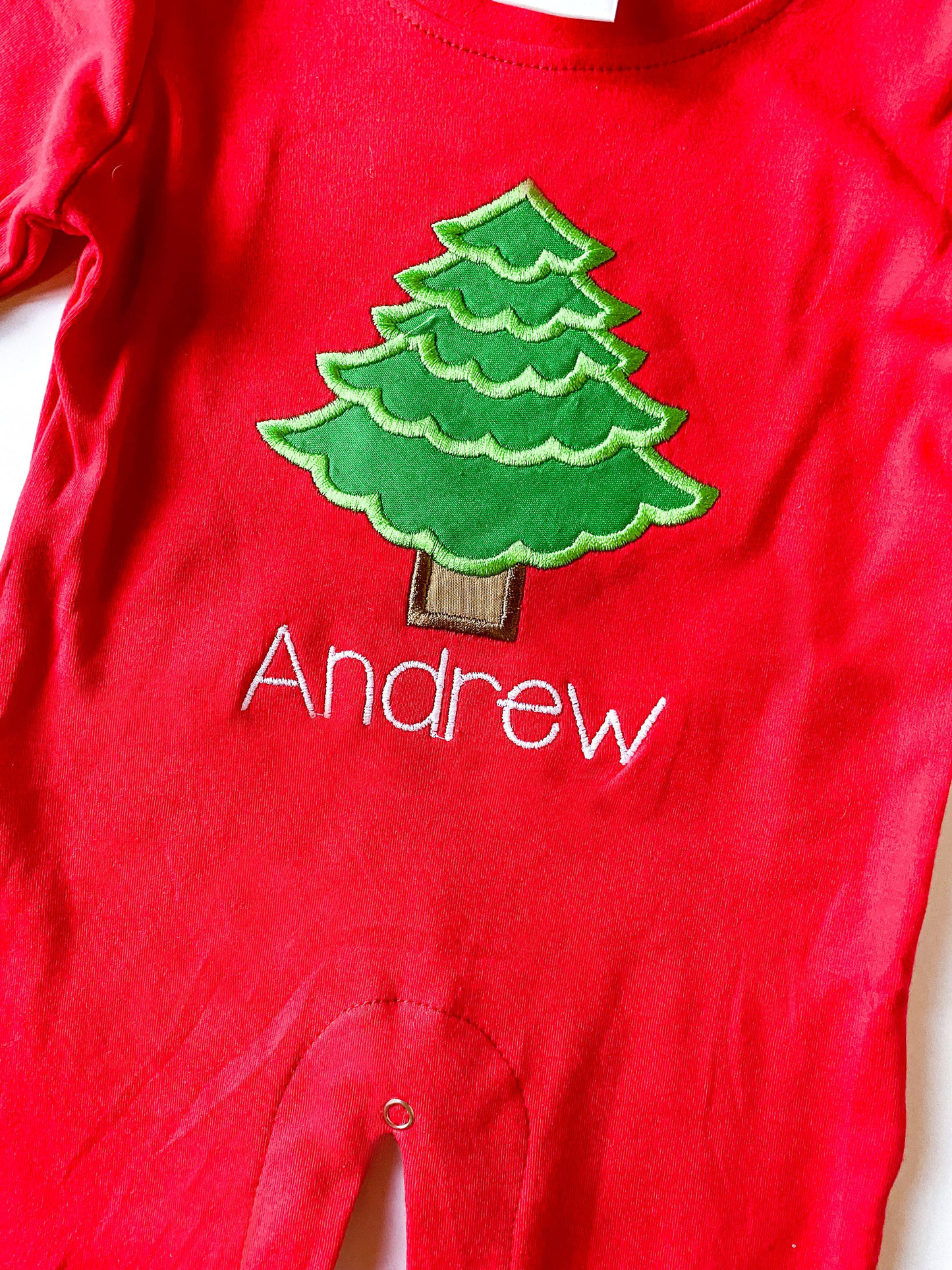Toddler Baby Boy Christmas Tree Romper | Red Christmas Bodysuit - Savannah Creations