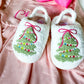 Toddler Pink Bow Christmas Tree slippers - Savannah Creations