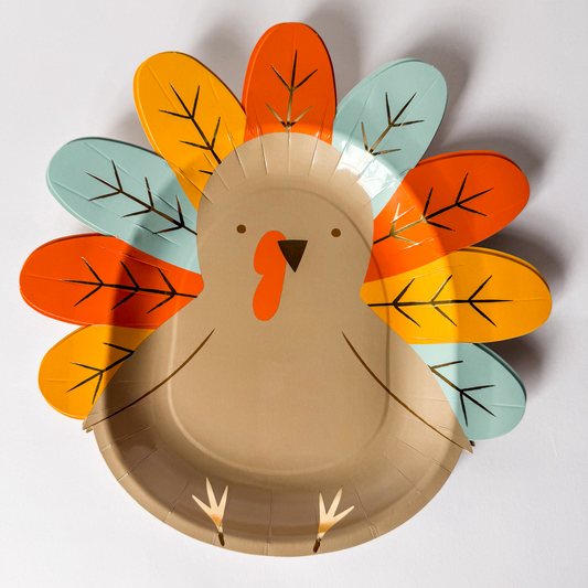 Turkey-Shaped Harvest Paper Plates - Savannah Creations