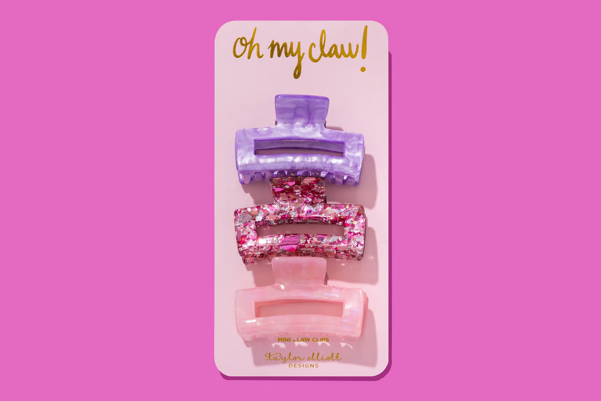 Unique Pastel Confetti Claw Clips Trio - Handcrafted Acrylic - Savannah Creations