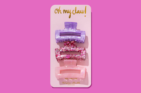 Unique Pastel Confetti Claw Clips Trio - Handcrafted Acrylic - Savannah Creations