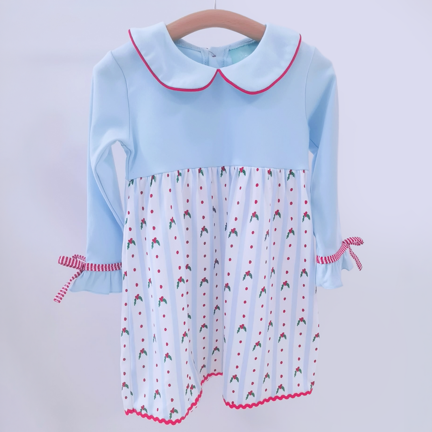 Holly-Days Dress back view on hanger