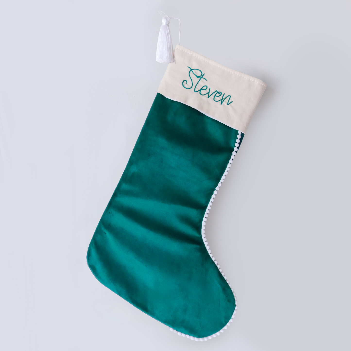 Velvet Pom Pom Tassel Christmas Stockings - Savannah Creations