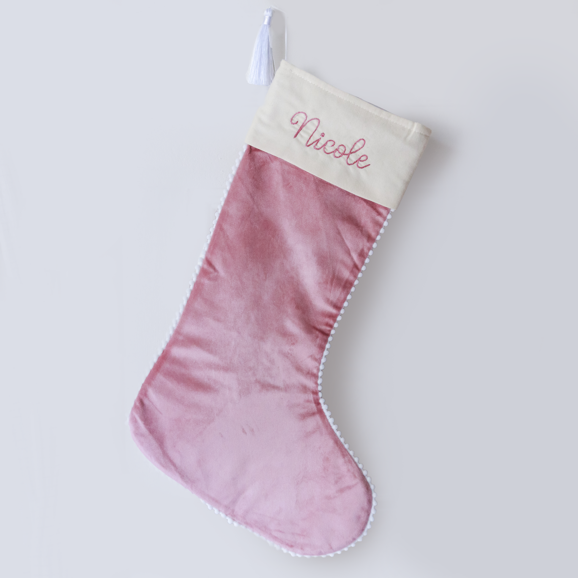 Velvet Pom Pom Tassel Christmas Stockings - Savannah Creations
