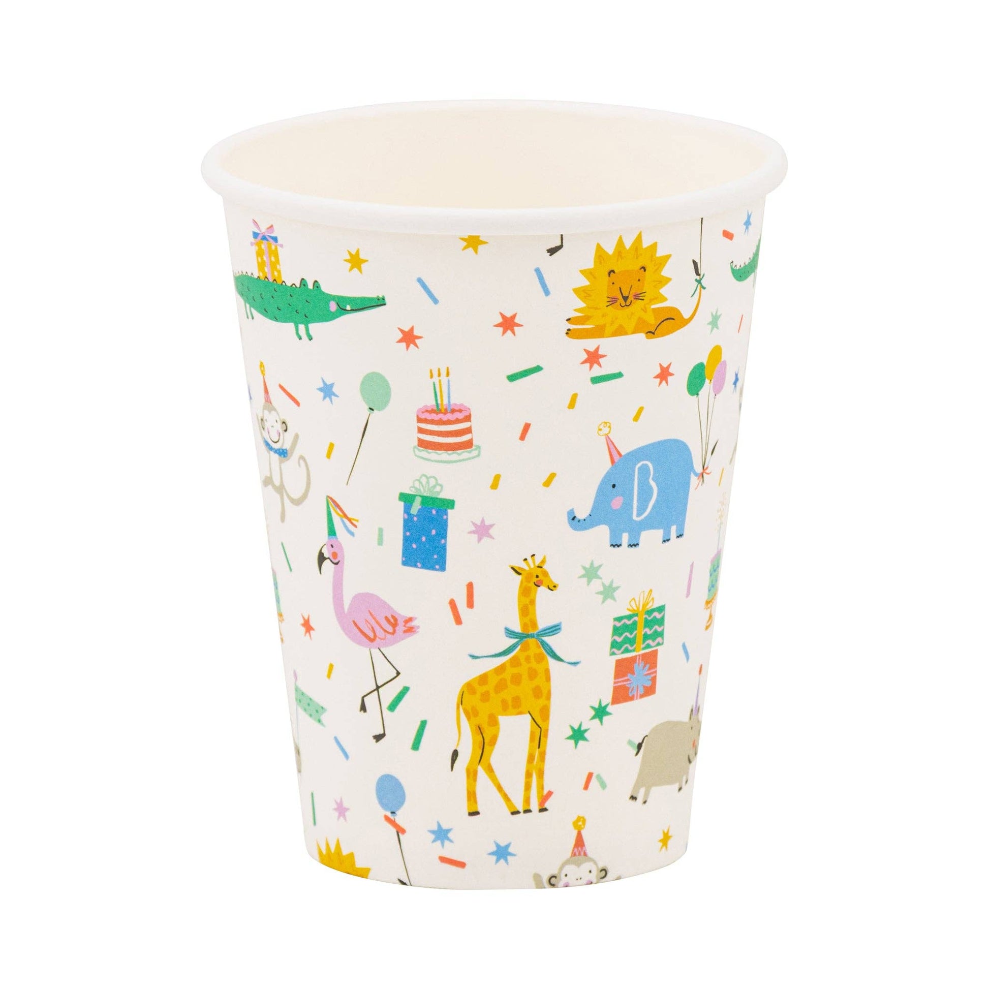 Wild Safari Birthday Animal Party Cups - 8 Pack, 12 oz - Savannah Creations