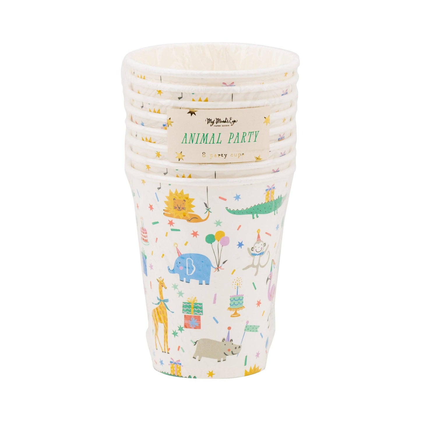 Wild Safari Birthday Animal Party Cups - 8 Pack, 12 oz - Savannah Creations