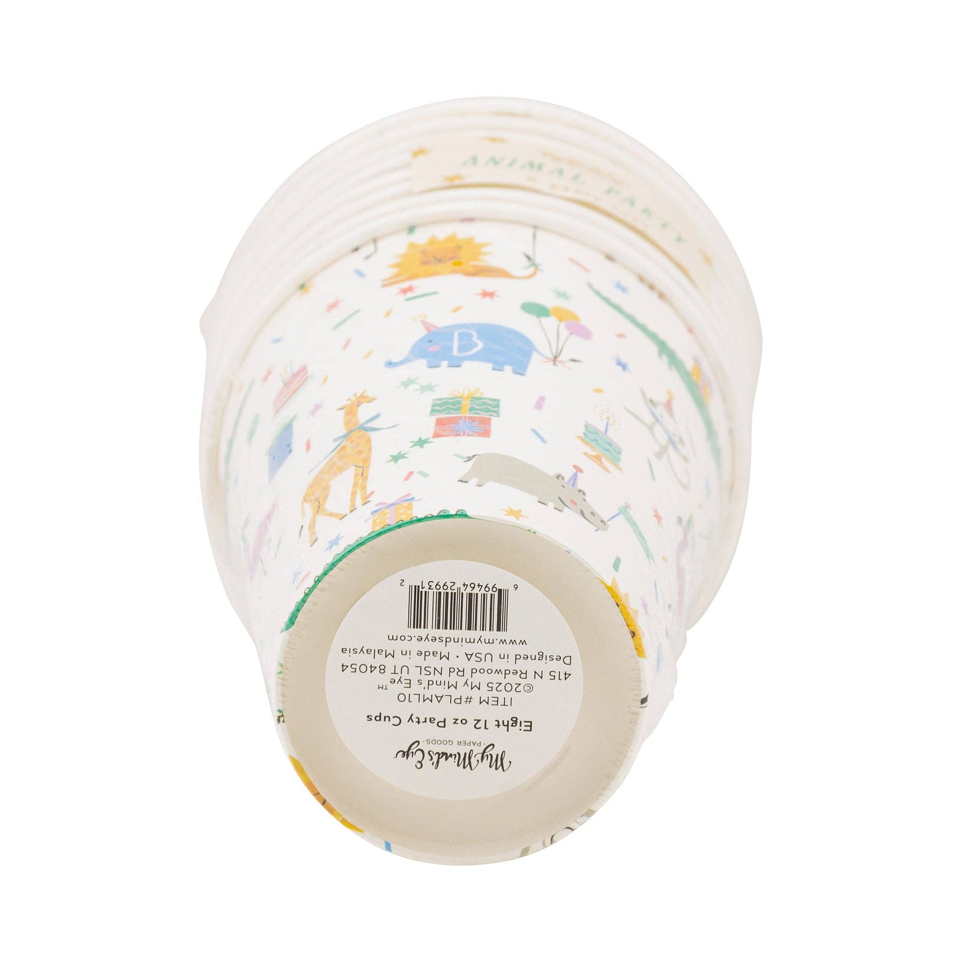 Wild Safari Birthday Animal Party Cups - 8 Pack, 12 oz - Savannah Creations
