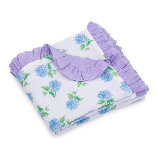 Muslin Quilt Baby & Kids Ruffle Blanket Hydrangea