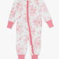 Baby Girls Bamboo Viscose Pink Butterfly Garden Toile Convertible Ruffle One Piece Footie Pajama