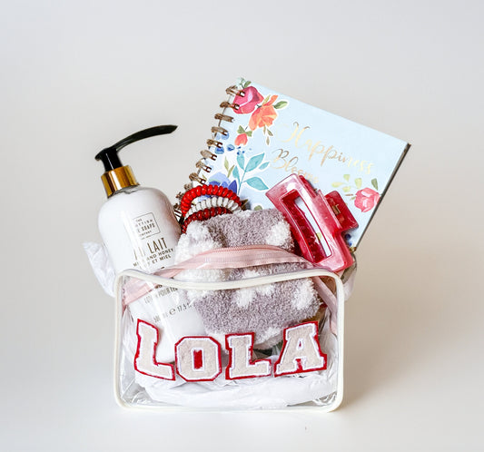 Monogrammed Teen Gift Set, Pouch, College Care Package, School Colors, Birthday Gift, Teacher Gift, All Ages