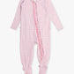 Baby Girls Cotton Modal Pink Gingham Footed Ruffle One Piece Pajama