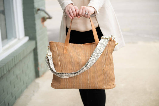 Textured Camel Audrey Purse w/Sage Diamond Crossbody