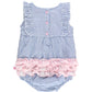 Baby Girls Blue Seersucker Classic Ruffle Bubble Romper