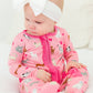 Baby Girls Bamboo Viscose Pink Puppy Playtime Footed Ruffle One Piece Pajama