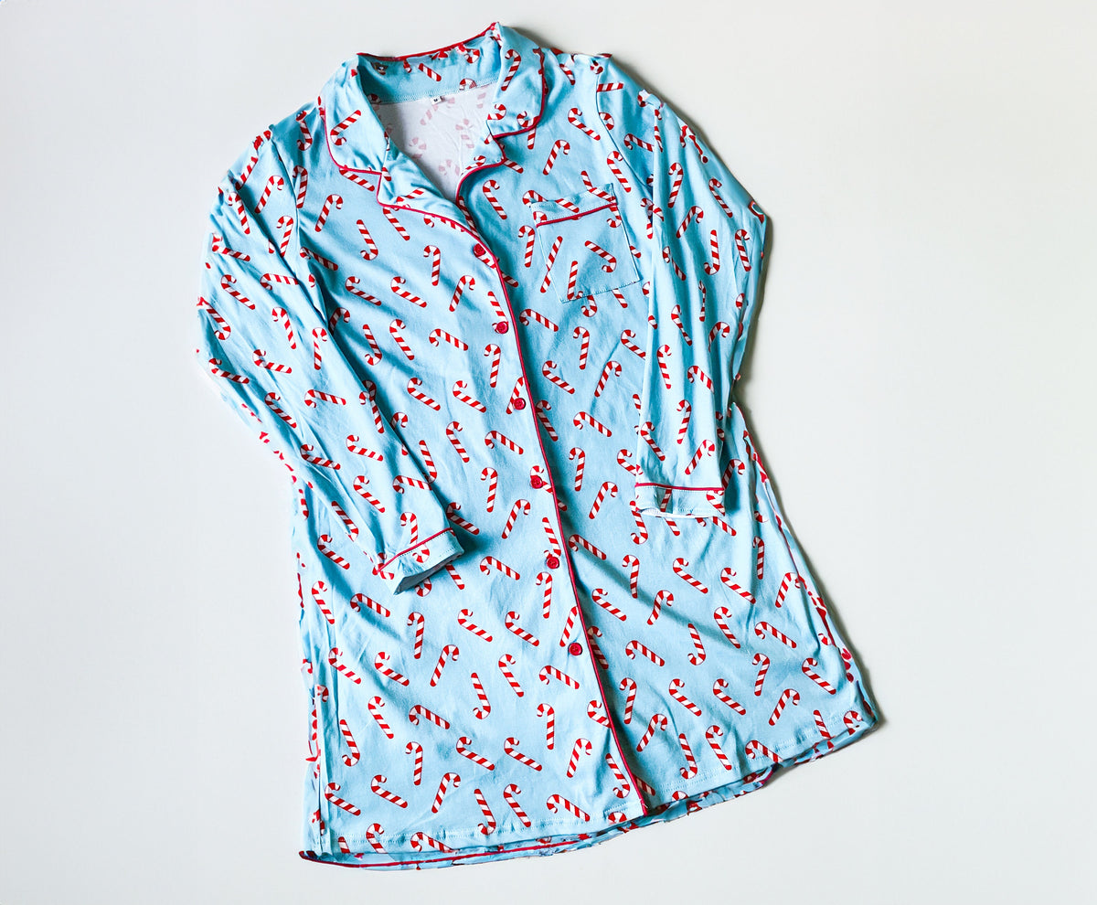 Women's Monogrammed Candy Cane Christmas Pajama Gown