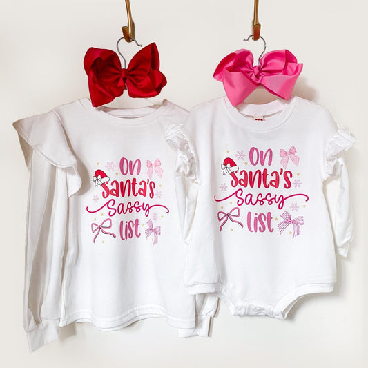 Santas Sassy List Matching Christmas Outfit, Sibling Set