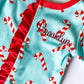Baby Girl Candy Cain Print Ruffle Christmas Pajamas