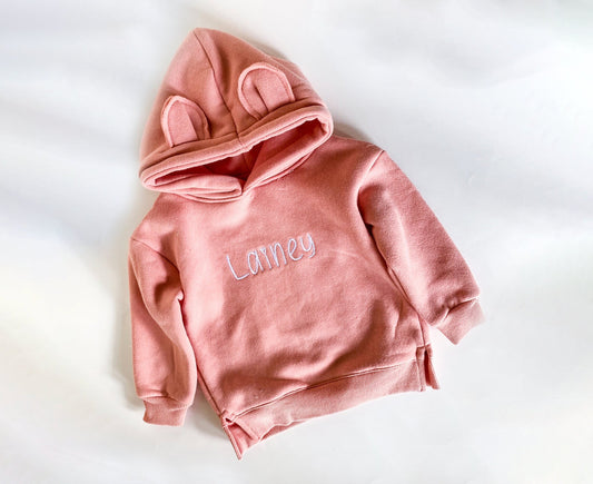 Custom Kids Monogram Animal Ear Hoodie - Soft & Personalized - Savannah Creations