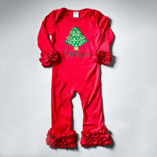 Toddler Baby Girl Christmas Tree Bodysuit - Savannah Creations