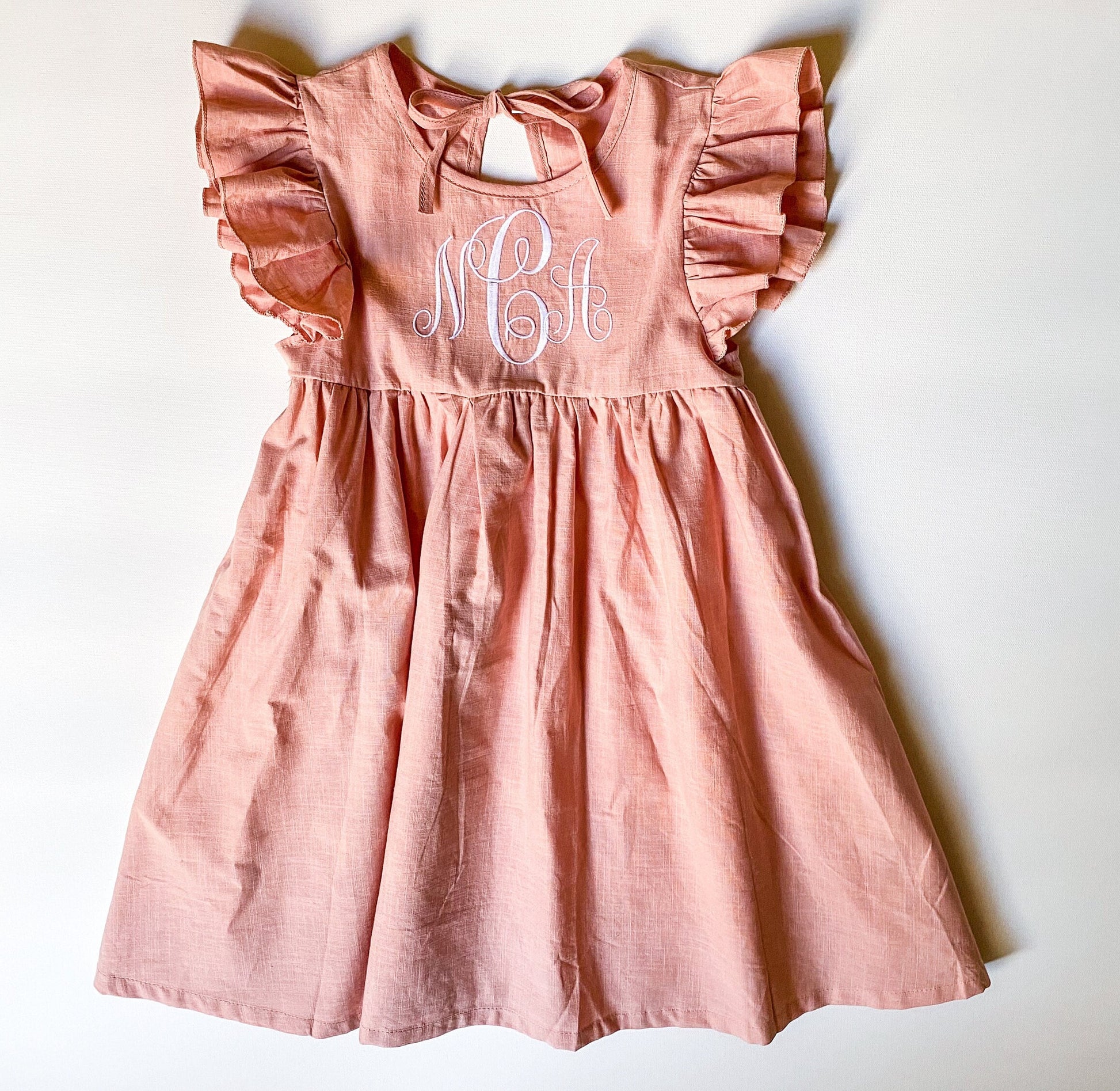 Girl's Monogrammed Linen Dress - Savannah Creations