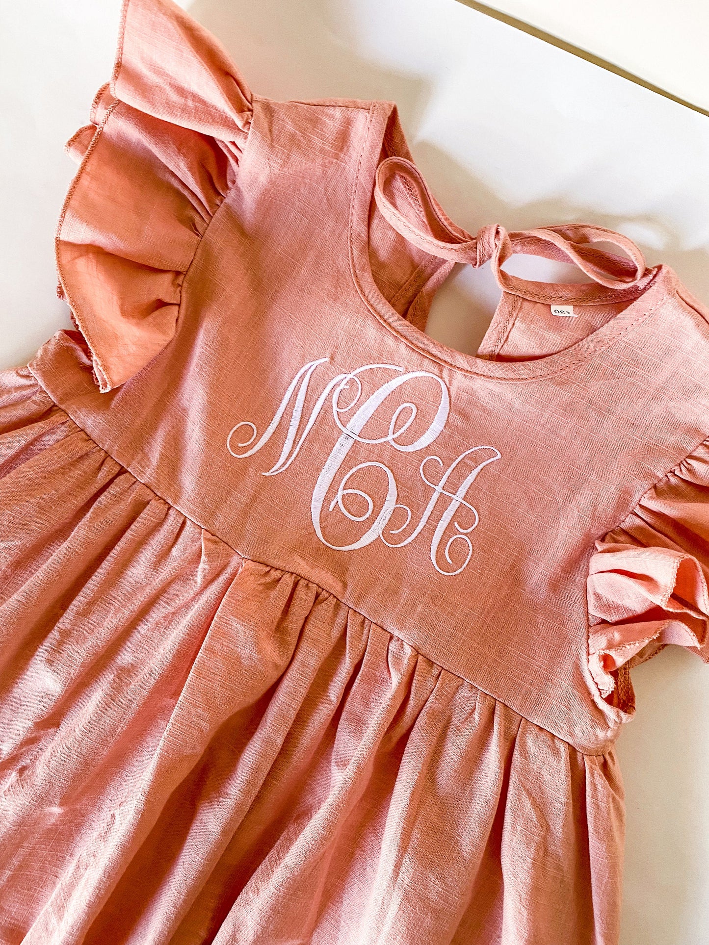 Girl's Monogrammed Linen Dress - Savannah Creations