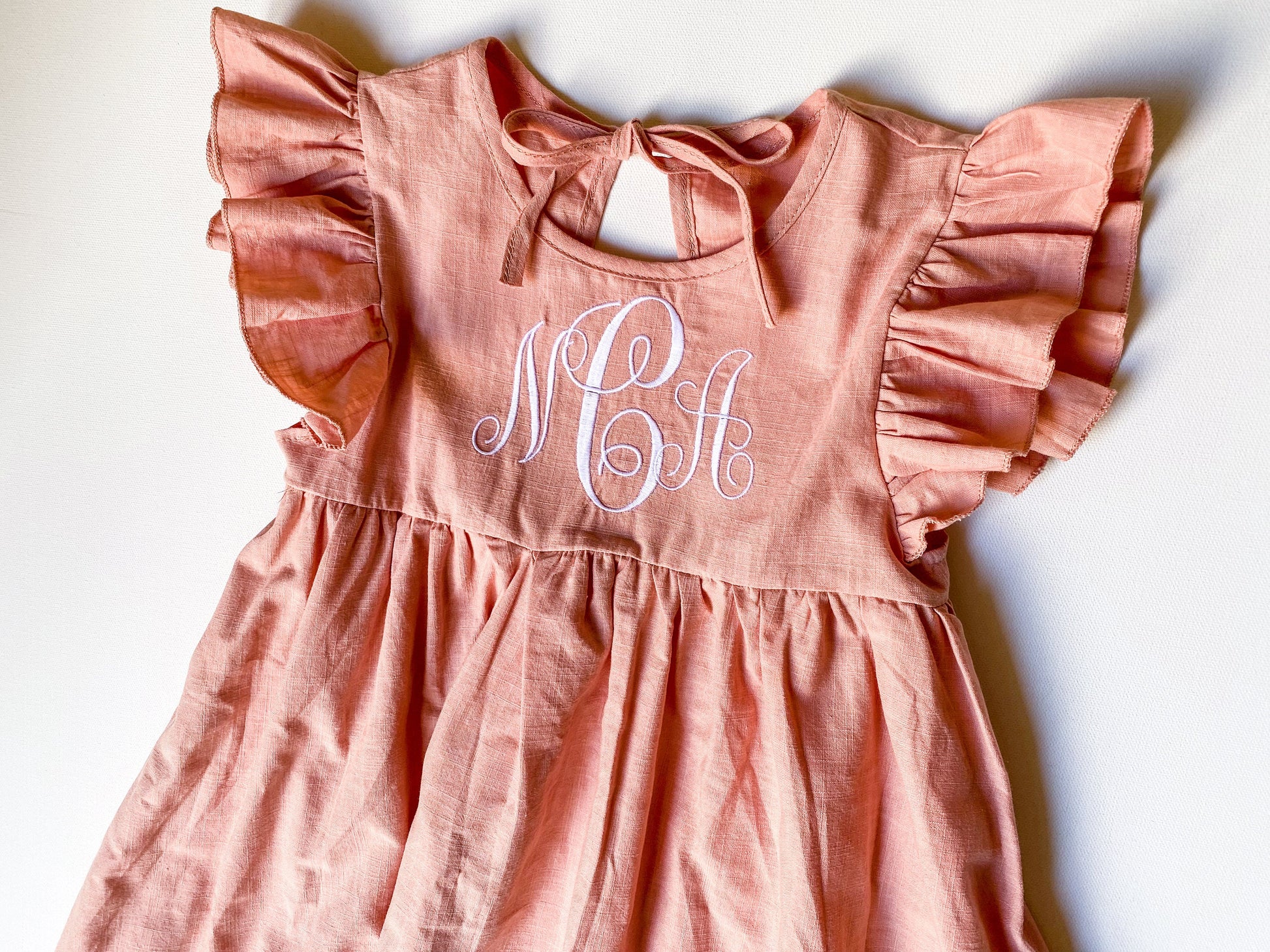 Girl's Monogrammed Linen Dress - Savannah Creations