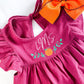 Monogrammed Pumpkin Vine Linen Dress for Girls - Fall Outfit - Savannah Creations