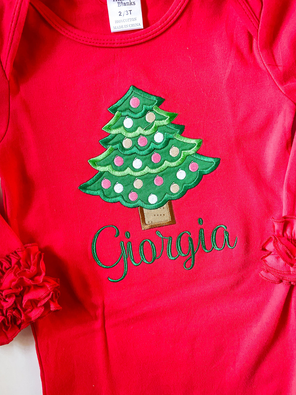 Toddler Baby Girl Christmas Tree Bodysuit - Savannah Creations
