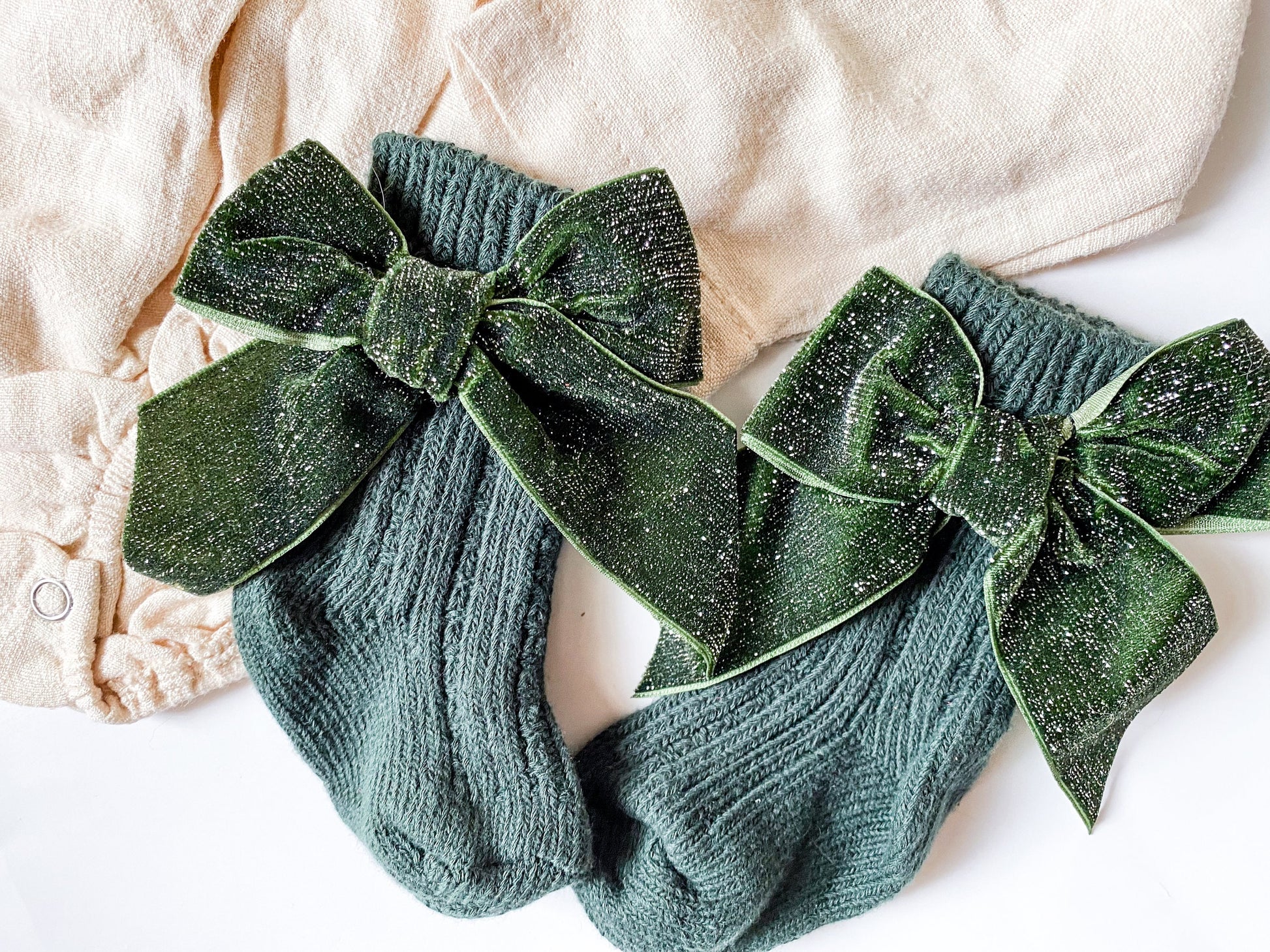Holiday Heirloom: Personalized Ruffle Romper & Bow Socks Set - Savannah Creations