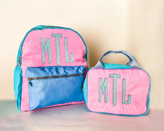 Monogrammed Color Patch Backpack - Personalized School Style - Savannah Creations