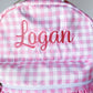 Girl's Monogrammed Gingham Backpack and Lunch - Savannah Creations