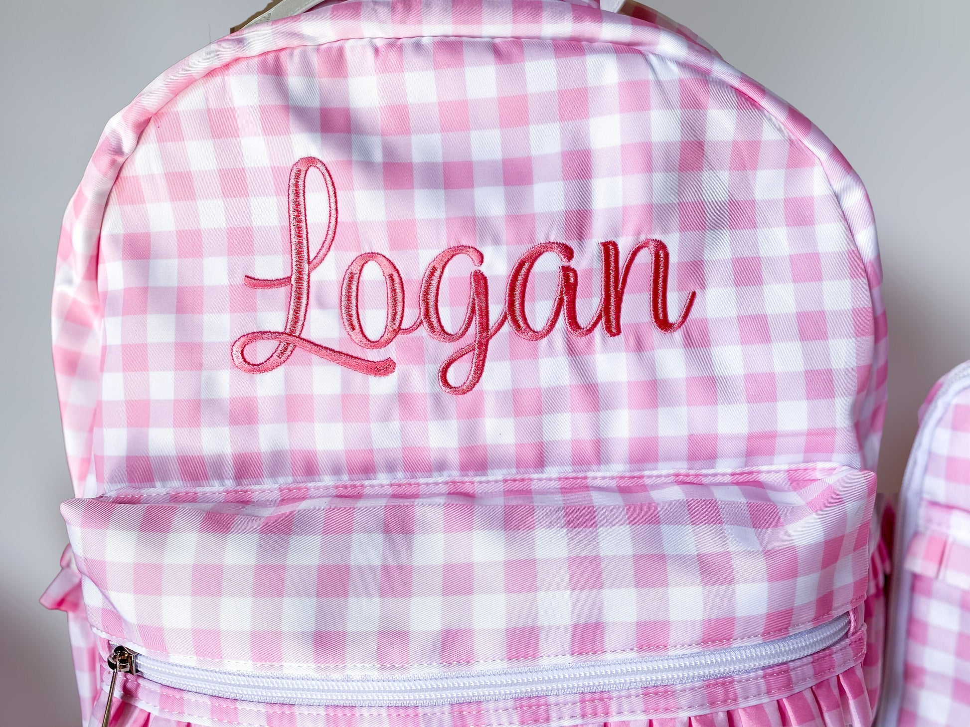 Girl's Monogrammed Gingham Backpack and Lunch - Savannah Creations