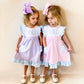 Personalized Girl's Monogrammed Dress with Matching Velvet Bow - Savannah Creations